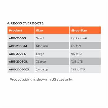 CBRN AirBoss Overboots Sizing Chart