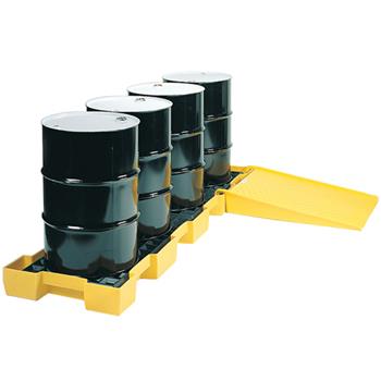 Inline 4-Drum Spill Containment Pallet (Ramp & Drums not Included)
